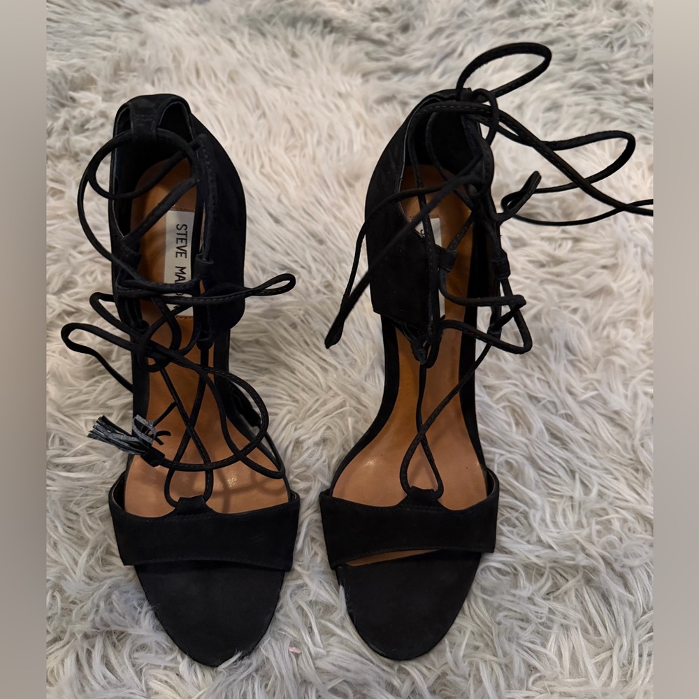 Steve Madden Black Lace-Up Heels